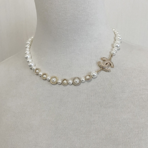 Chanel Short Necklace Strass Big Small Pearl Graceful Replica Logo and details same as the genuine in the boutique