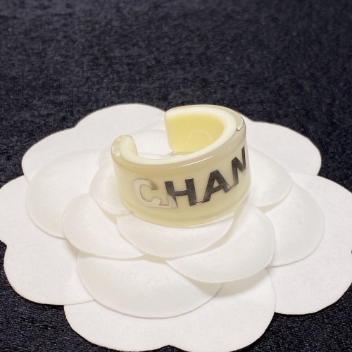 Chanel Replica Costume Jewelry Resin Letter CC Open Ring Off White
