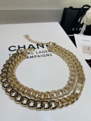Chanel Replica Costume Jewelry 23/24 Autumn Winter Black White Crystal Bold Chain Short Necklace Top Best Quality