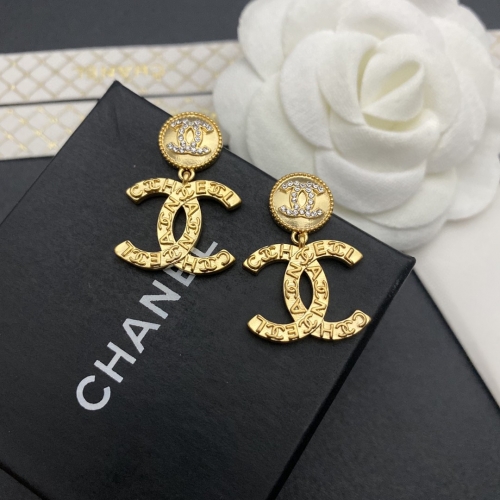 Chanel Replica Costume Jewelry Crystal Brass Letter on Pendant Earring
