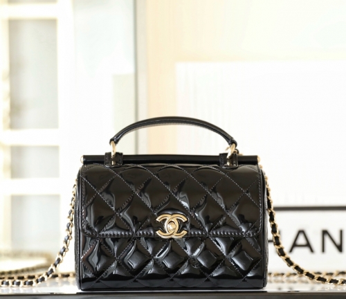 Chanel Top AAA 1:1 Shiny Patent Calfskin Fall Winter 23 24 Small Box Bag Factory Outlet Wholesale
