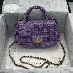 Chanel Cruise 2023/24 Tweed Sequins Purple SMALL BAG WITH TOP HANDLE Top 1:1 AAA Factory Outlet Wholesale