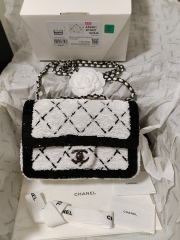 Chanel Spring Summer 2024 Pre-collection 24P SMALL FLAP BAG White Black Sequins Black 1:1 AAA Top Quality vs Genuine Factory Outlet Wholesale