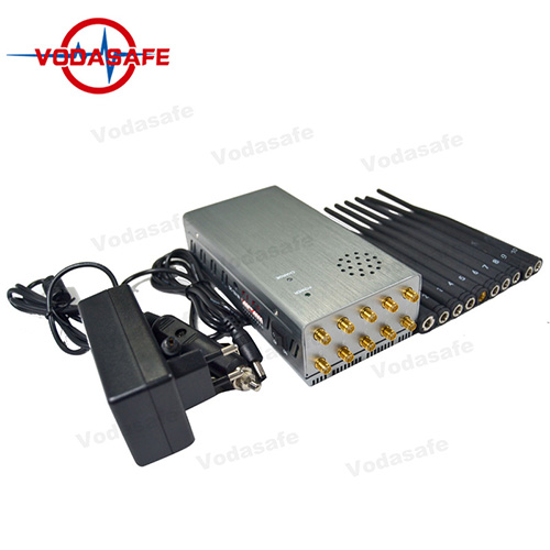 Alta potencia 8000mA batería Jammer portátil banda completa 10 antenas Jammer para GSM / 2g / 3G / 4glte / Wi-Fi5GHz / GPS / Lojack control remoto