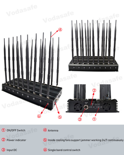 47W 18 Antennen Low Band Alle Bands Jammer bis zu 60m, Desktop Portable Jammer All in One Jammers