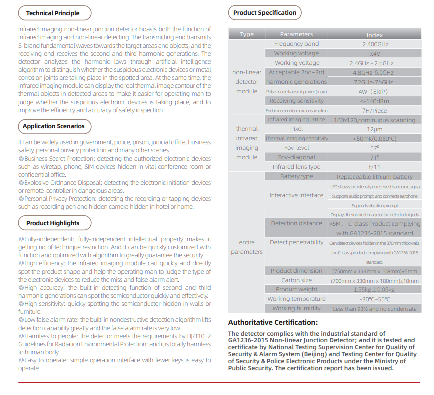 Vodasafe 830 Инфракрасный нелинейный переходной детектор