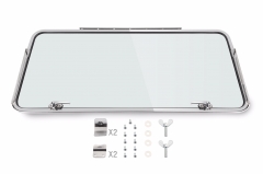 Type 2 Bus Rear Safari Window Complete Kits 55-63 Stainless Steel