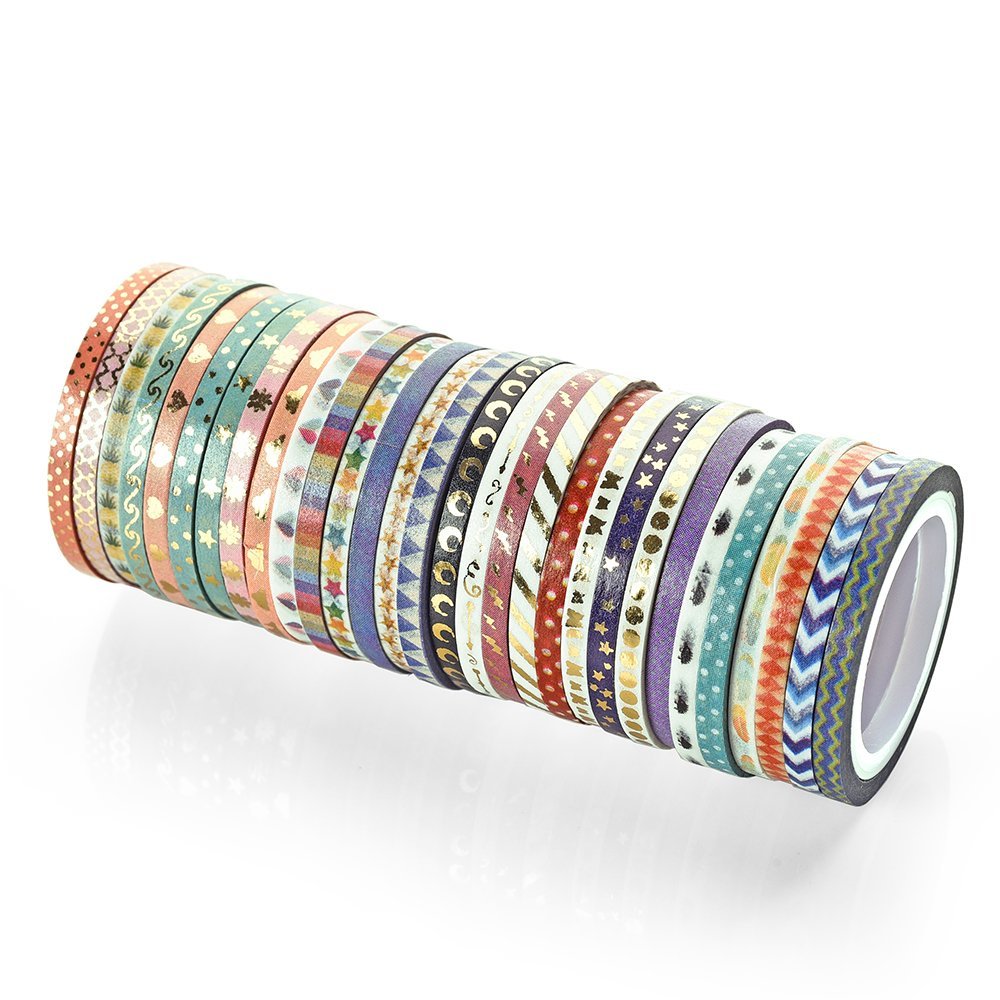 Agutape 30 rolls washi masking tape set,decorative craft tape collection  for diy and gift wrapping with colorful designs and patterns