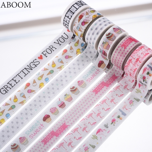 ABOOM 1PC 15MM*5M New Arrival Unicorn Washi Tape Decorative Paper Sticker Used For Planner Making Single Sided Paper Tape Craft