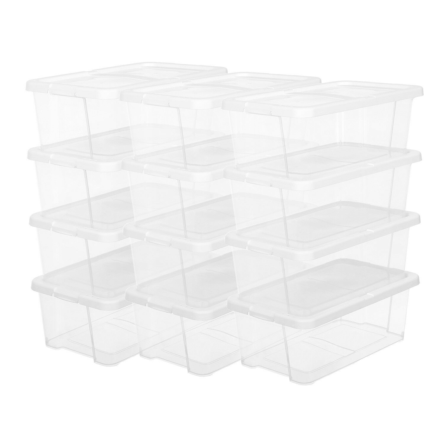 Pack of 12 stacking boxes, Storage box with lid,Living and Decoration