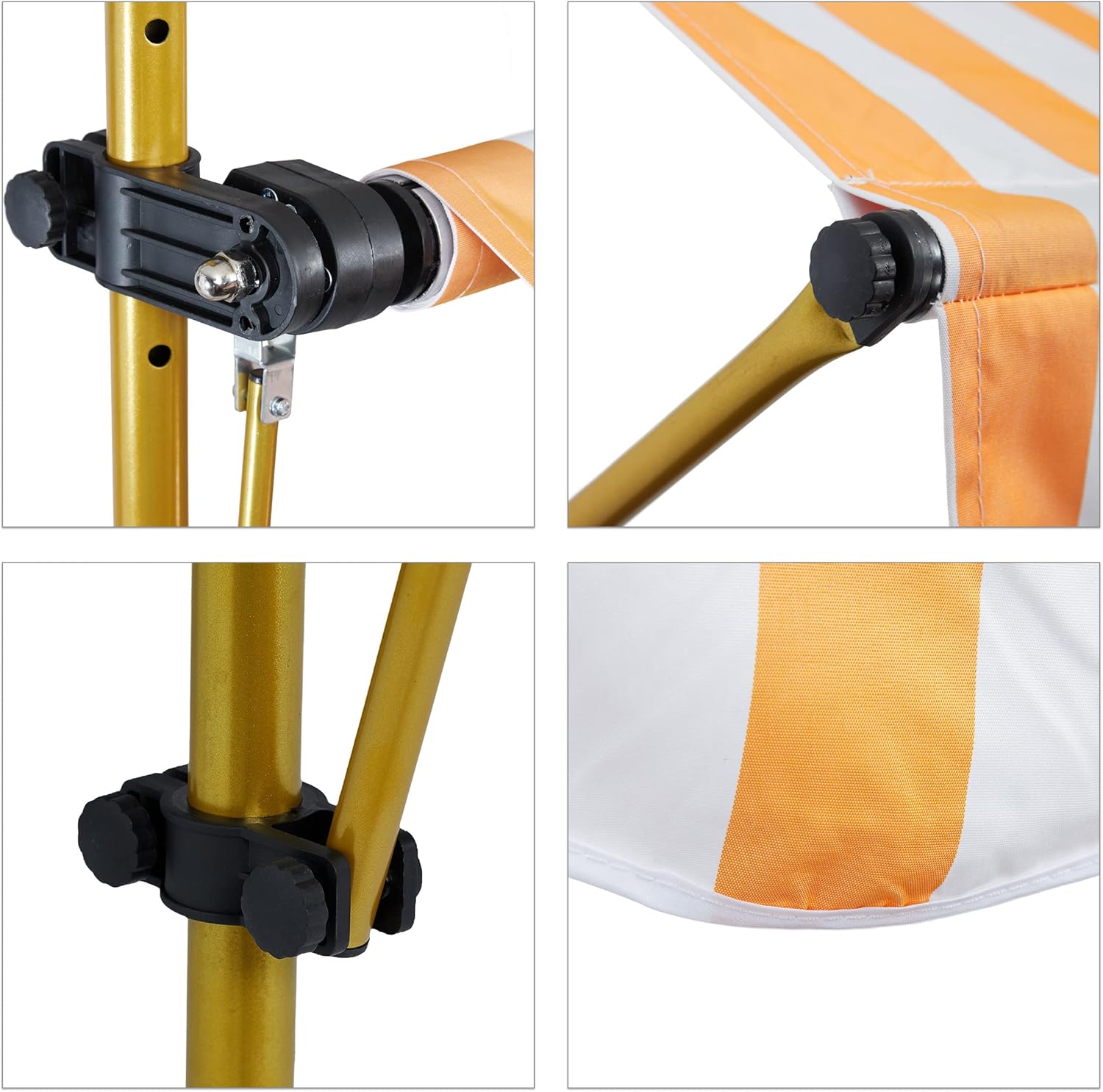 Height Adjustable Balcony Awning UV-Resistant Clamp Awning With Hand Crank