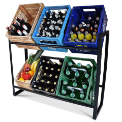 Double layer Drinks Crate Rack for 6 boxes, Drinks Crate Rack, Adjustable Feet