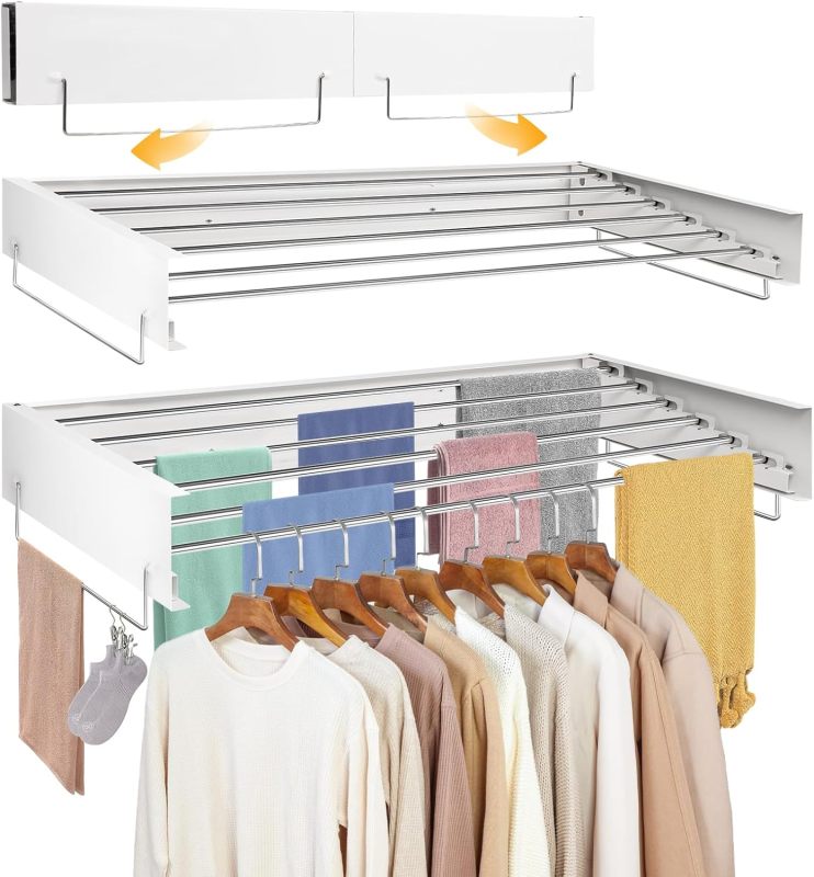 Extendable Retractable Wall Mounted Clothes Airer, Clothes Dryer