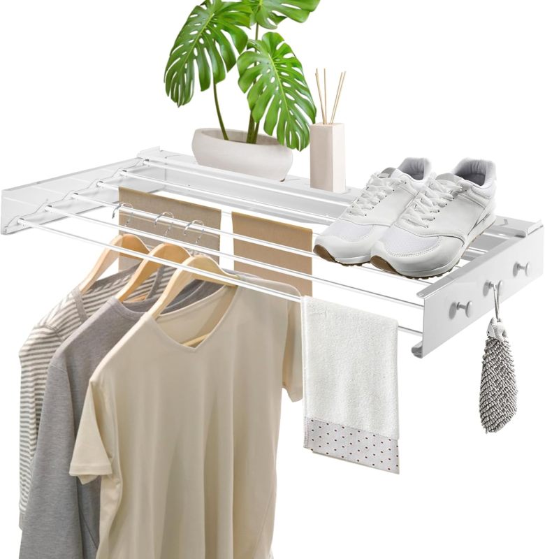 Foldable Upgrade Knob Hooks Wall-Mounted Clothes Airer