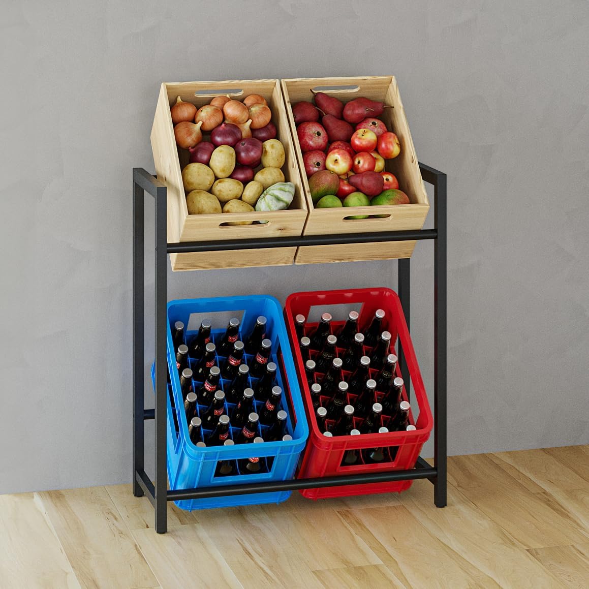 Double layer Drinks Crate Rack, Drinks Crate Rack, Adjustable Feet