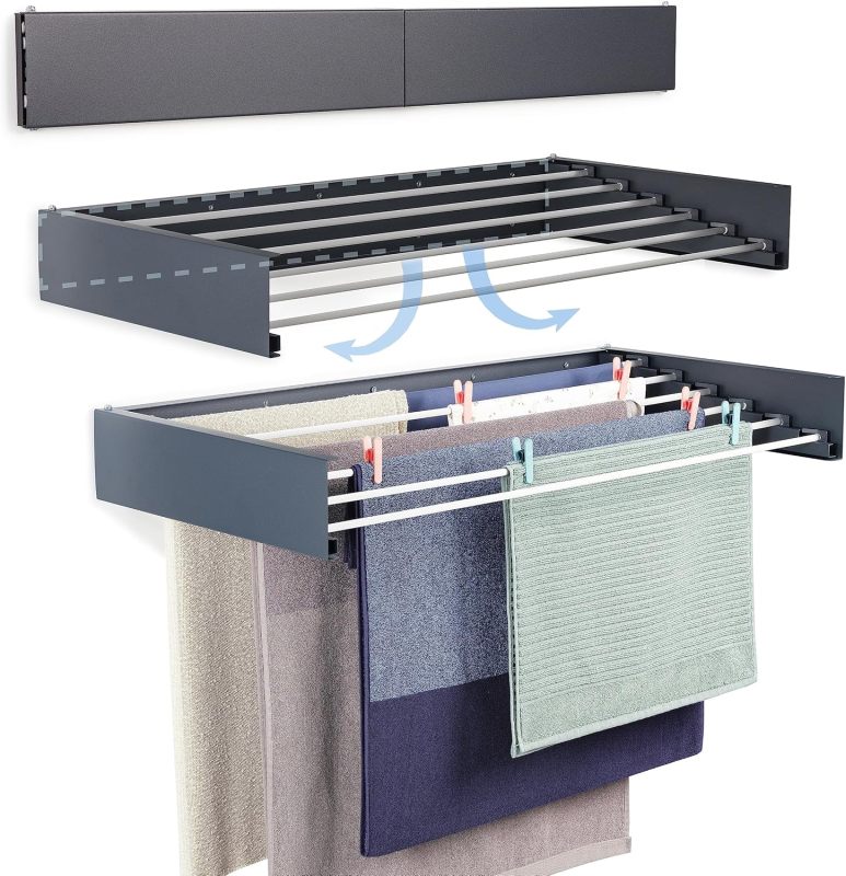 Collapsible Wall Mount Clothes Airer, Clothes Airer, Clothes Drying Rack