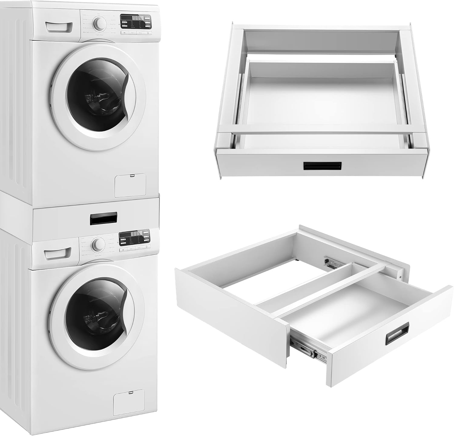 Metal Universal Size Stacking Kit for Washing Machine/Dryer with Pull-Out Drawer