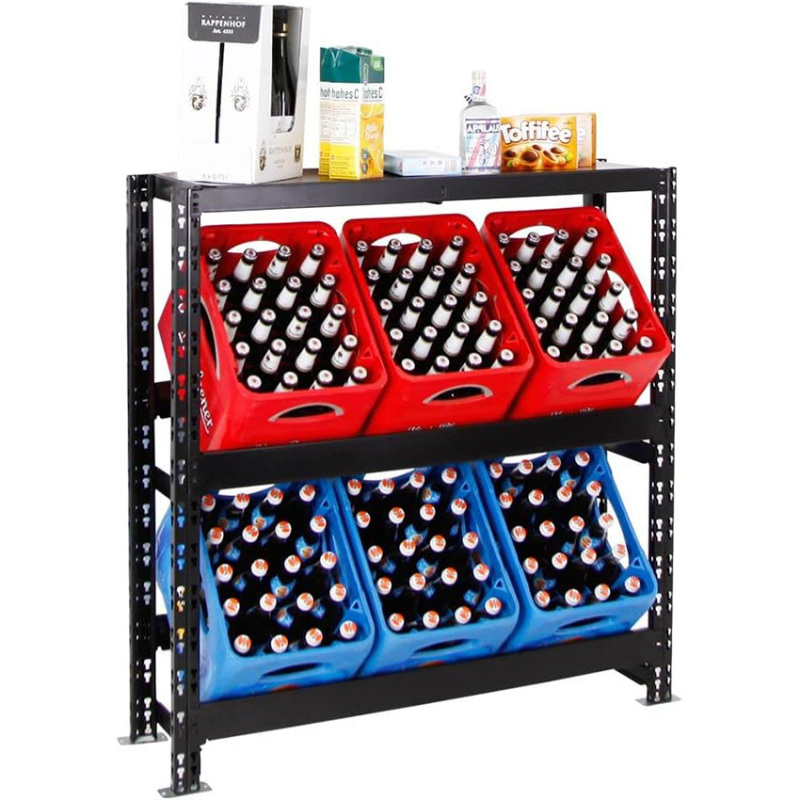 Double layer Drinks Crate Rack with Shelf, Drinks Crate Rack, Adjustable Feet