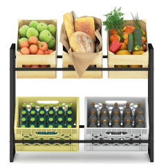Double layer Drinks Crate Rack for 6 boxes, Drinks Crate Rack, Adjustable Feet