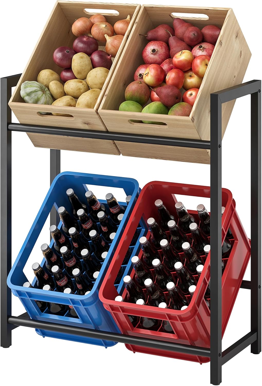 Double layer Drinks Crate Rack, Drinks Crate Rack, Adjustable Feet