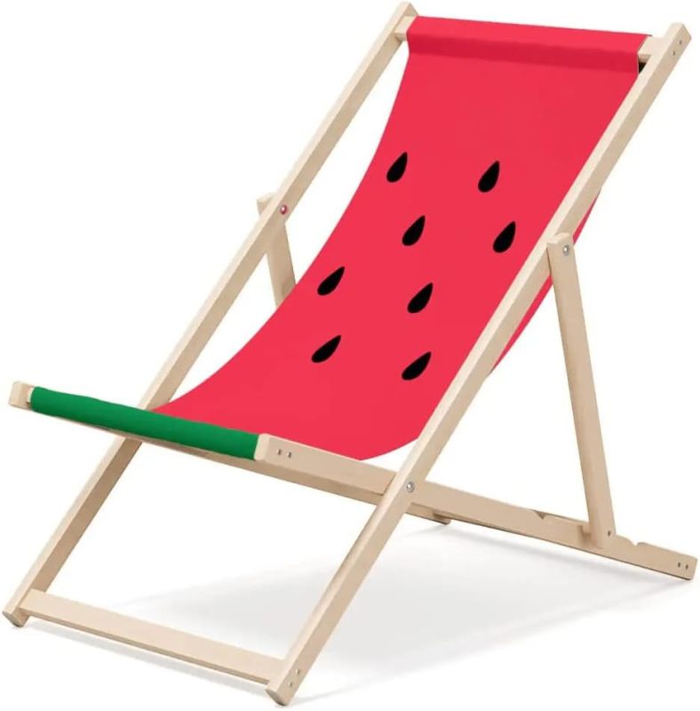 Customized Pattern Deck Chair,Folding Wooden Garden Lounger
