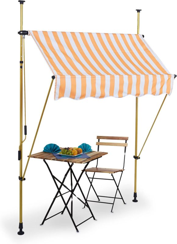 Height Adjustable Balcony Awning UV-Resistant Clamp Awning With Hand Crank