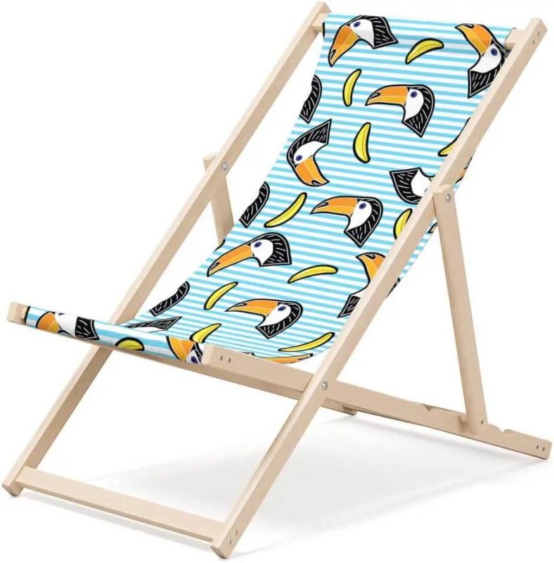 Customized Pattern Deck Chair,Folding Wooden Garden Lounger