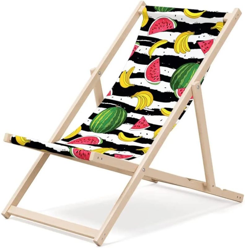 Customized Pattern Deck Chair,Folding Wooden Garden Lounger