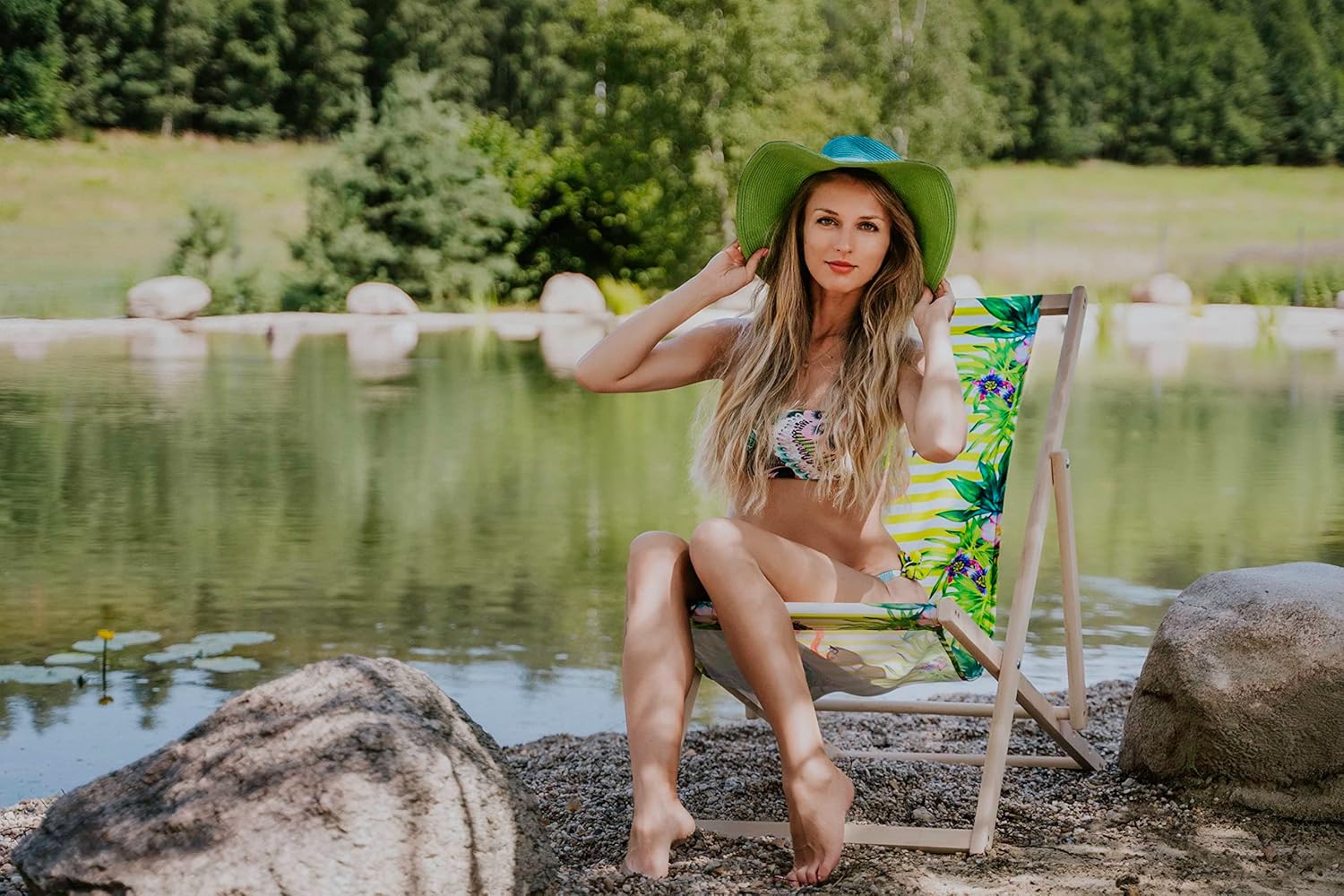 Customized Pattern Deck Chair,Folding Wooden Garden Lounger