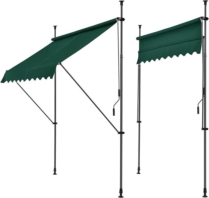 Balcony Awning Stem Awning with Hand Crank Height Adjustable UV-Resistant