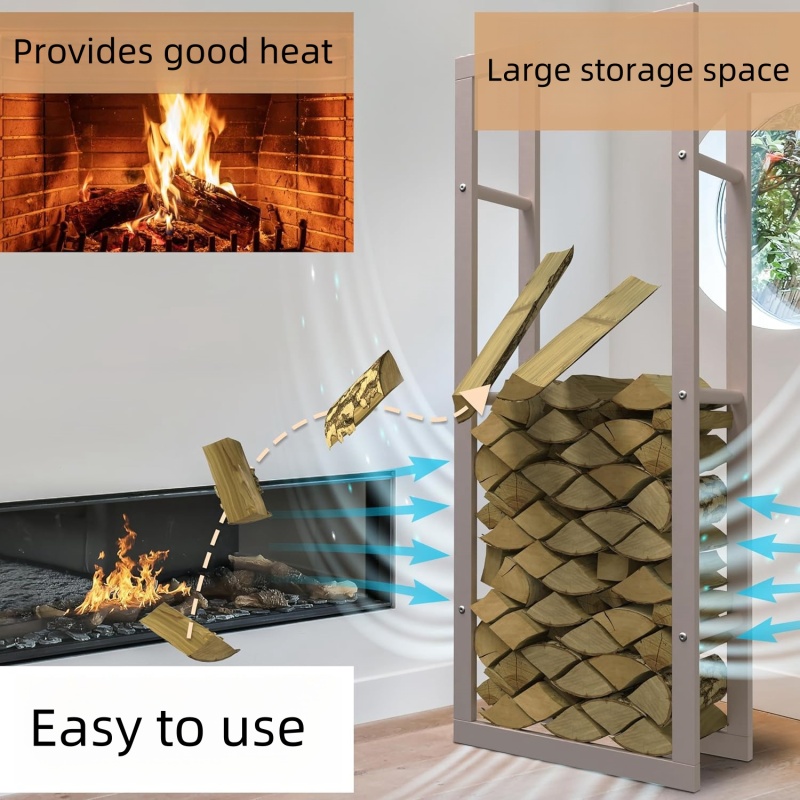 Metal Log Holder Firewood Rack Stand Wood Storage Rack