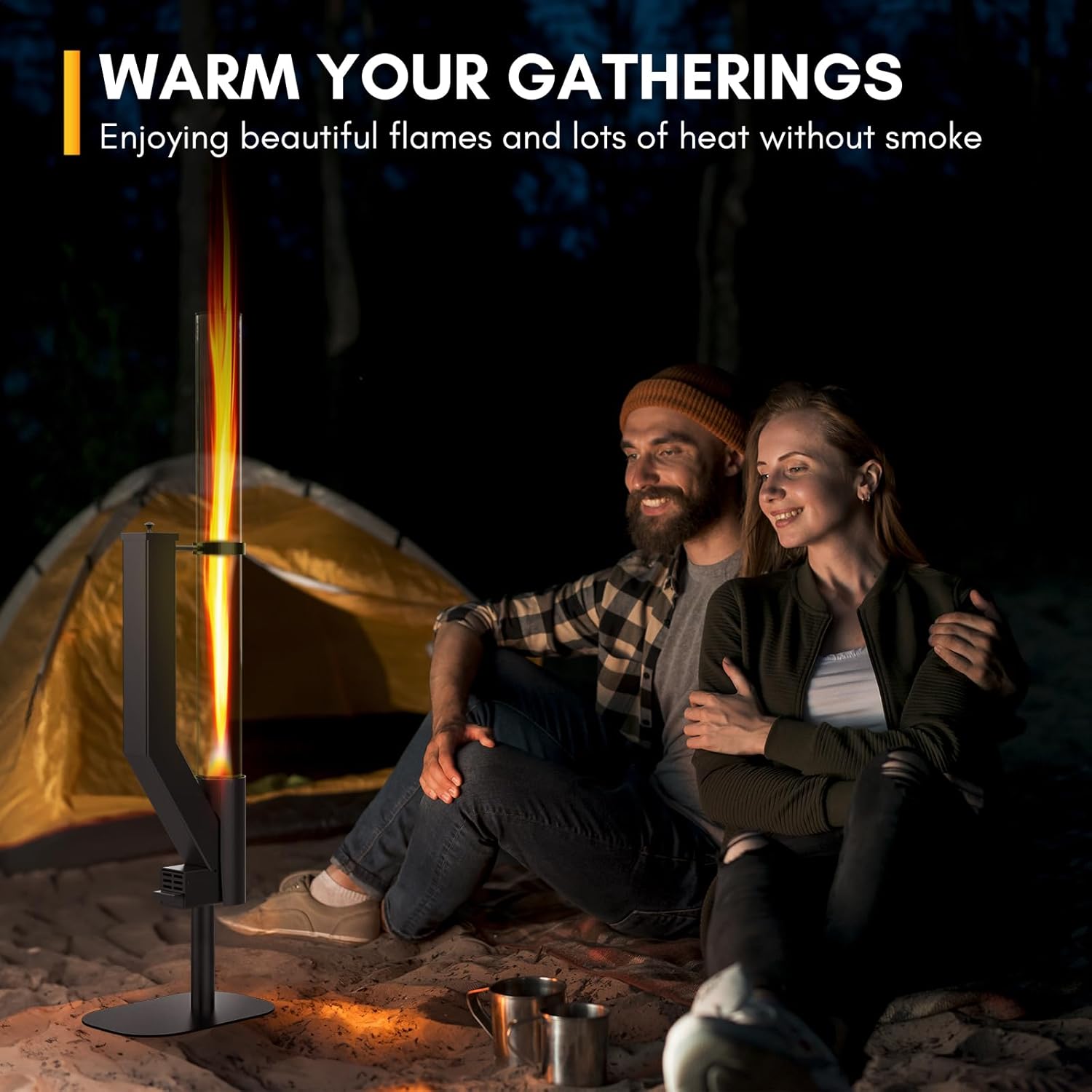 Patio Heater, Wood Pellets Stove - Pellet Fire Pit for Outdoor - Smokeless Flame Garden Fire Pit