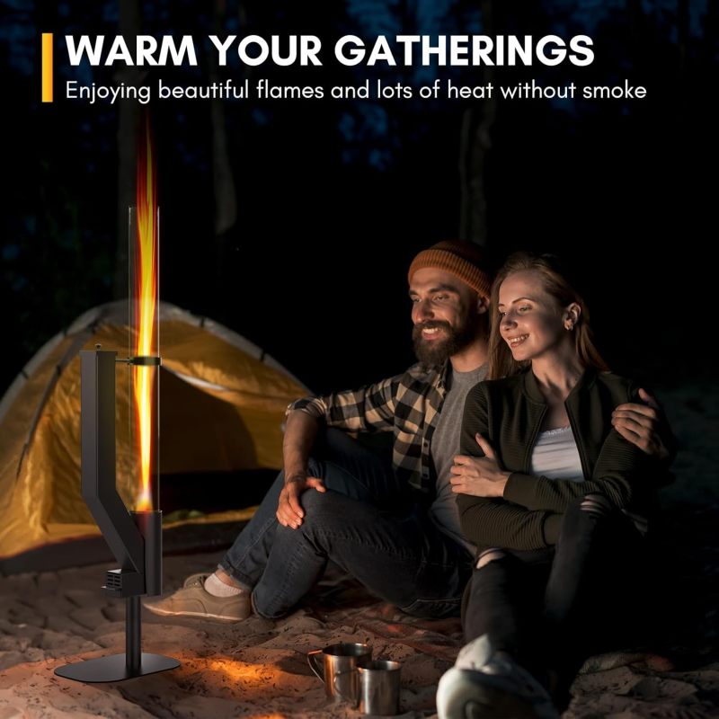 Patio Heater, Wood Pellets Stove - Pellet Fire Pit for Outdoor - Smokeless Flame Garden Fire Pit