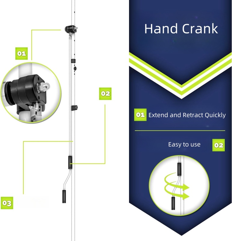 Balcony Awning Clamp Awning with Hand Crank UV-Resistant Water-Repellent Sun Protection