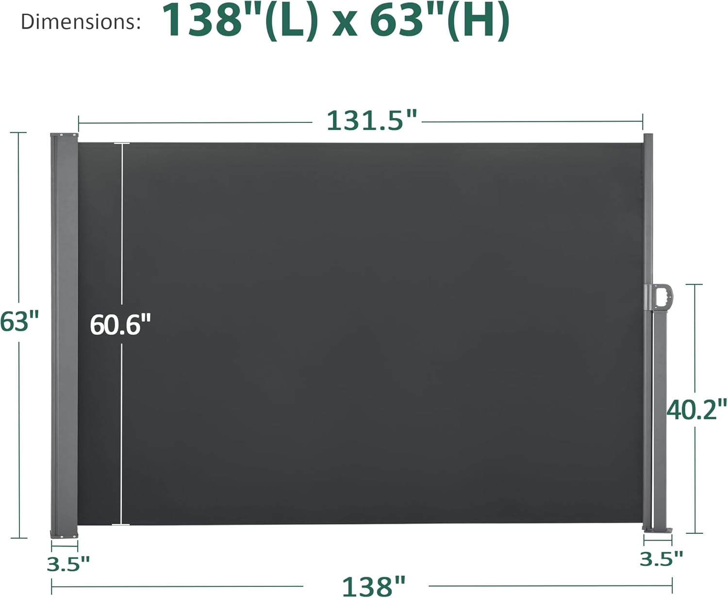 Side Awning Waterproof UV-Resistant Sun Protection Privacy Screen for Deck Porch Garden