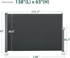 Side Awning Waterproof UV-Resistant Sun Protection Privacy Screen for Deck Porch Garden