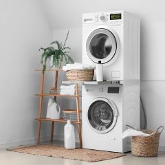 Intermediate Frame White Washing Machine Stacking Kitwith Pull-Out Plate for Washing Machine and Dryer