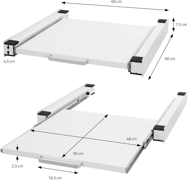 Intermediate Frame White Washing Machine Stacking Kitwith Pull-Out Plate for Washing Machine and Dryer