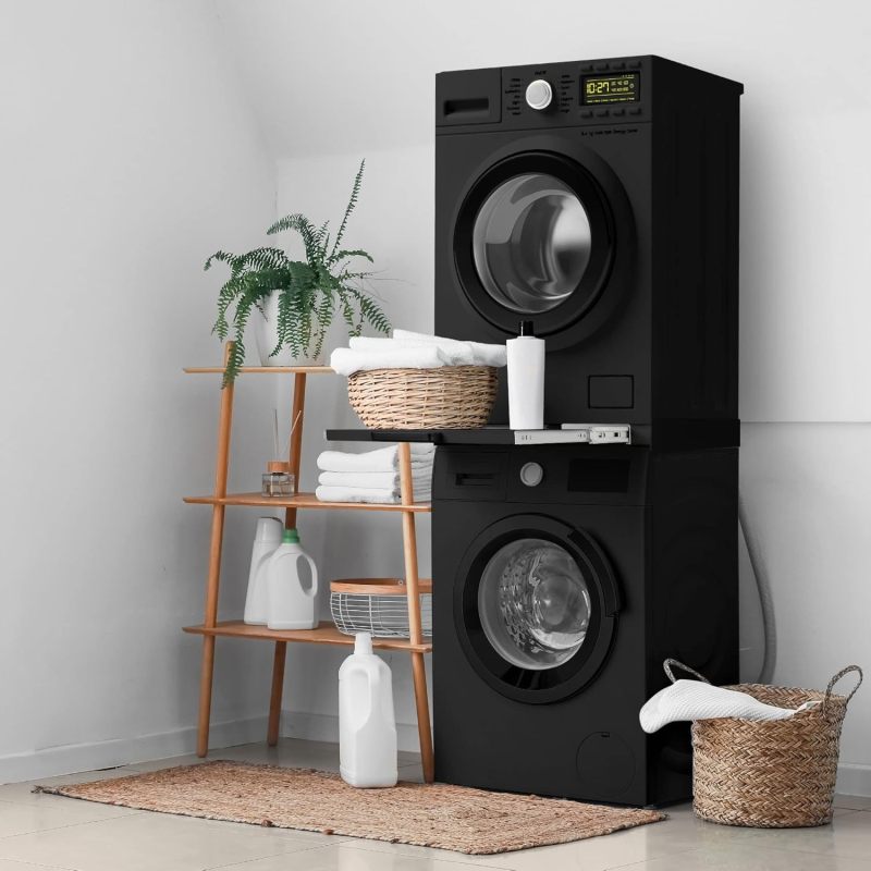 Universal Intermediate Installation Frame Set for Washing Machine and Dryer, Washing Machine Connection Frame Kit with Shelf, Stacking Kit with Rope