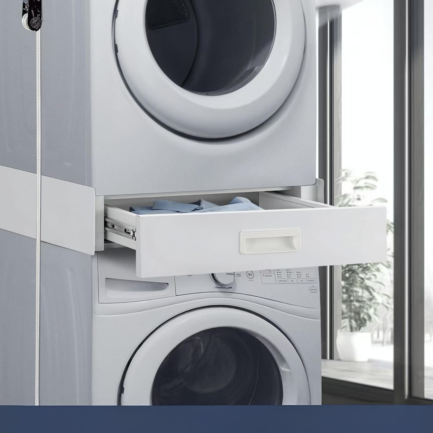 Washing Machine Stacking Kit with Drawer Connecting Frame for Washing Machine/Dryer with Rope
