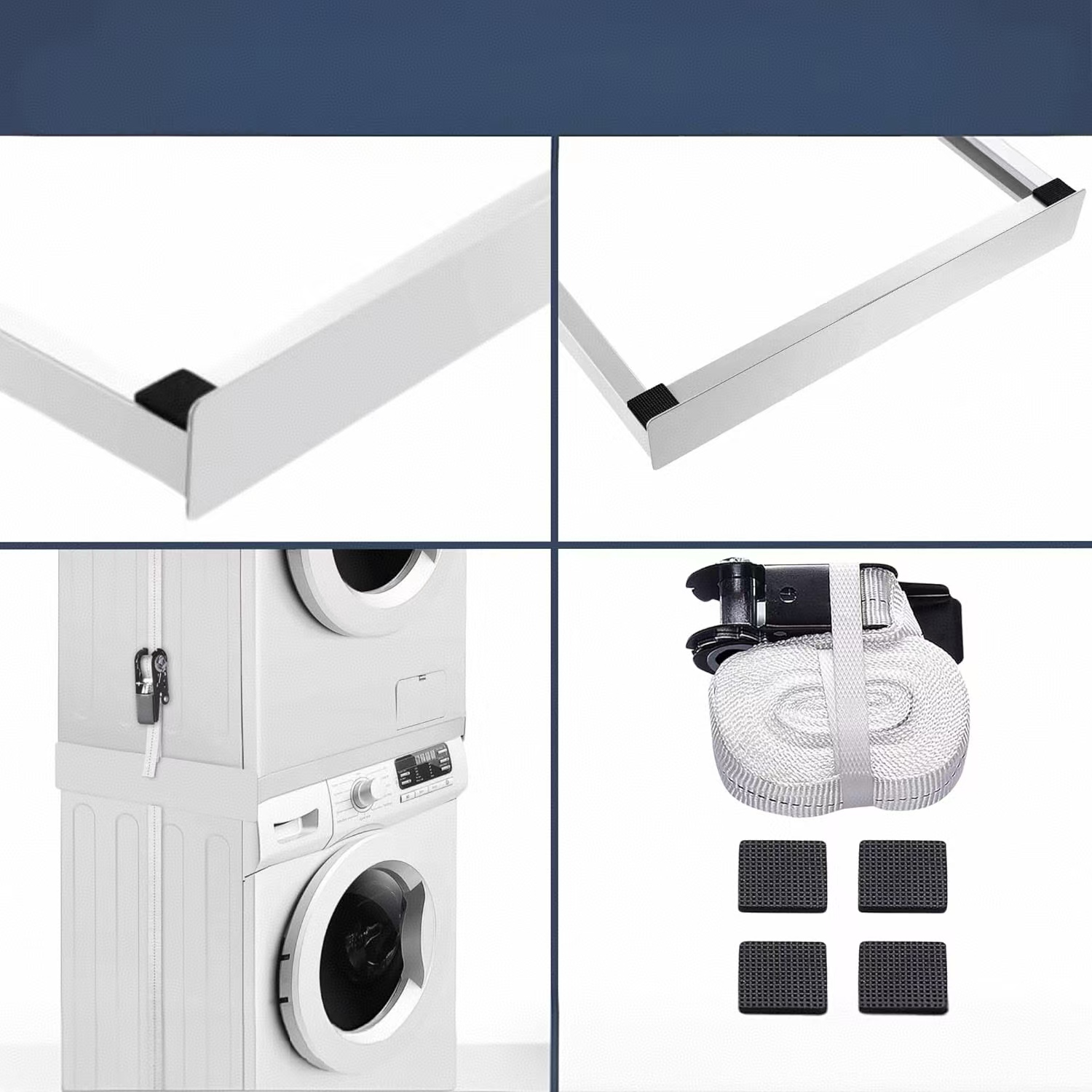 Washing Machine Stacking Kit Connection Frame Set Load Capacity 150kg for Washing Machine and Dryer