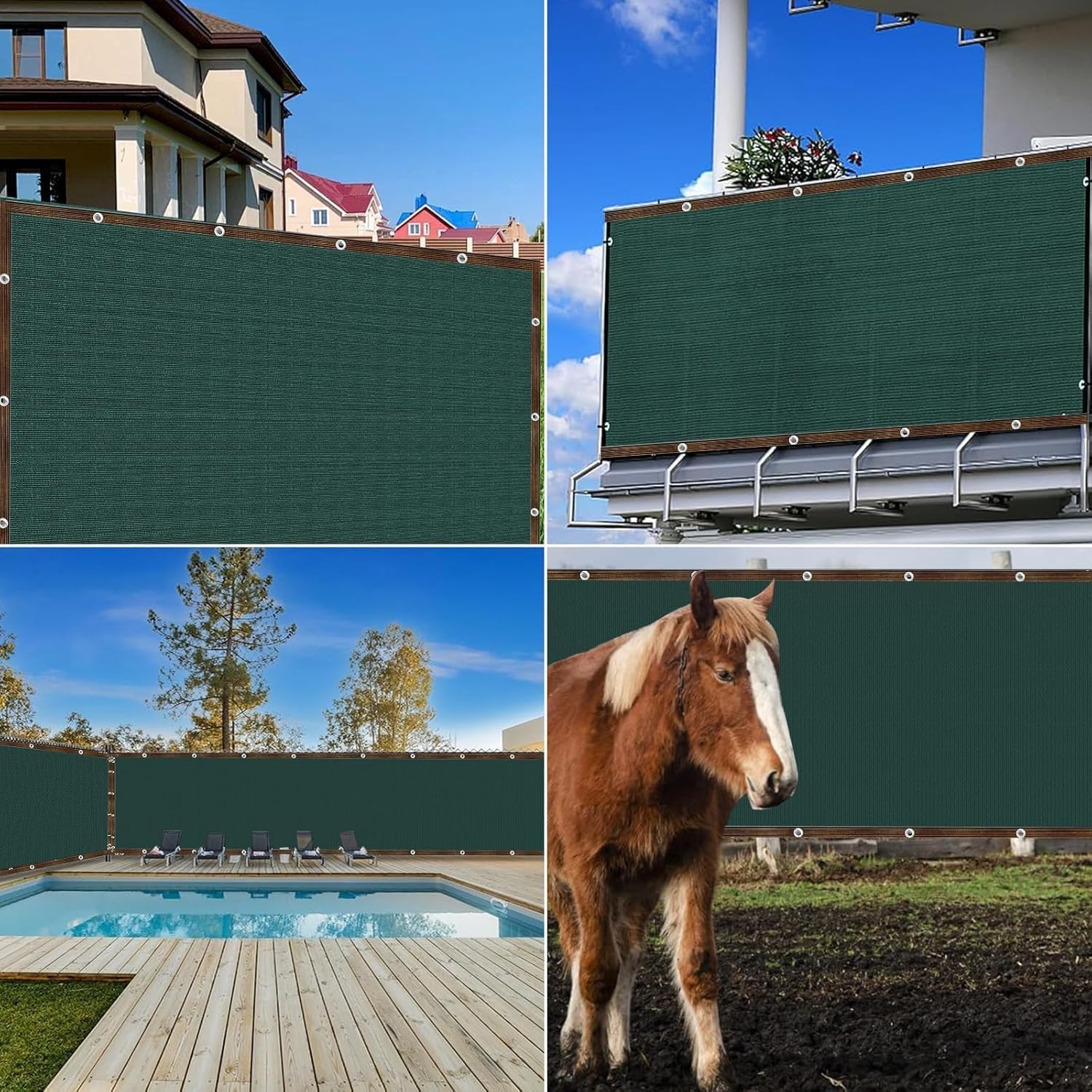 Balcony Privacy Screen 150 g/m² ，100x600cm Wind Protection UV Protection with Cable Ties