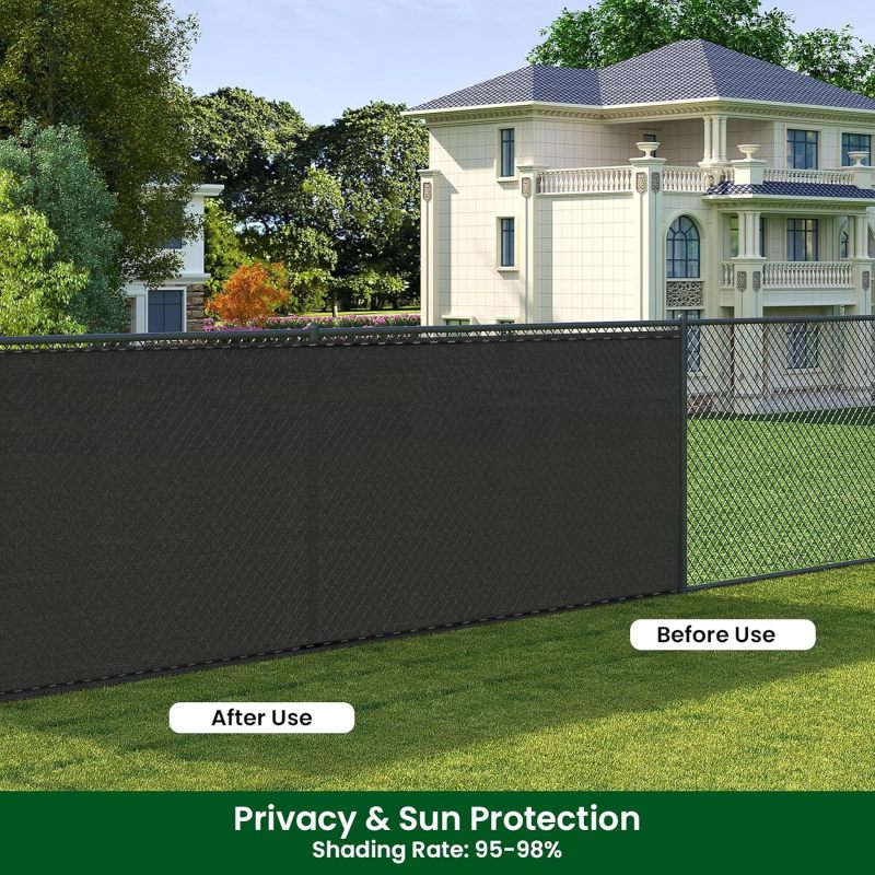 Balcony Privacy Screen 150 g/m² ，200x600cm Wind Protection UV Protection with Cable Ties