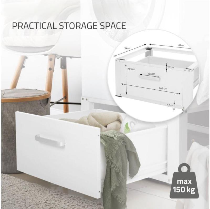 Universal Washing Machine Base Frame with Drawer Metal Washing Machine Base Cabinet for Washing Machines and Dryers