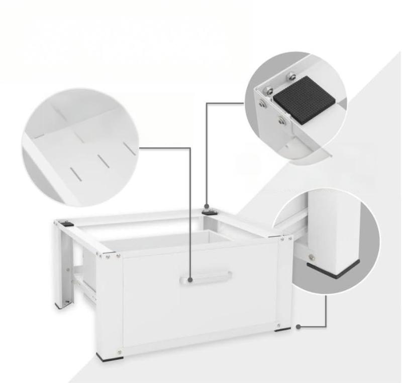 Universal Washing Machine Base Frame with Drawer Metal Washing Machine Base Cabinet for Washing Machines and Dryers