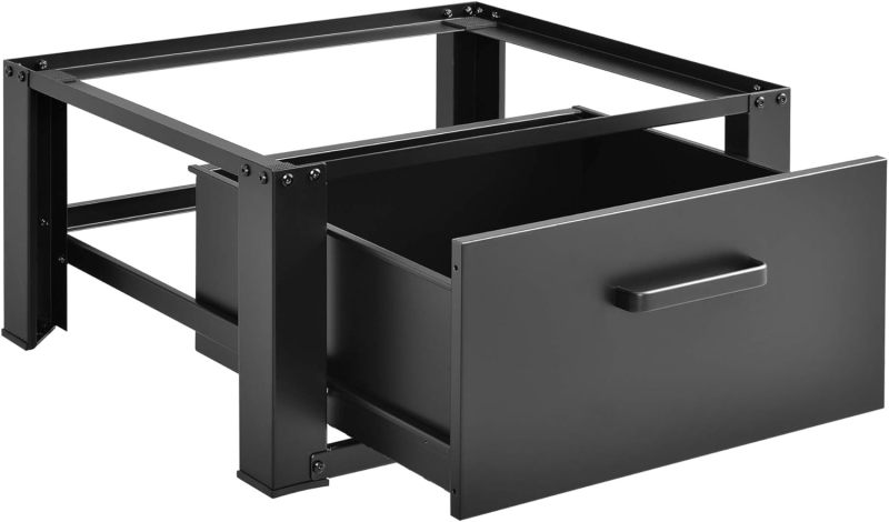 Washing Machine Base with Drawer Black Washing Machine Cabinet for Machine and Dryer