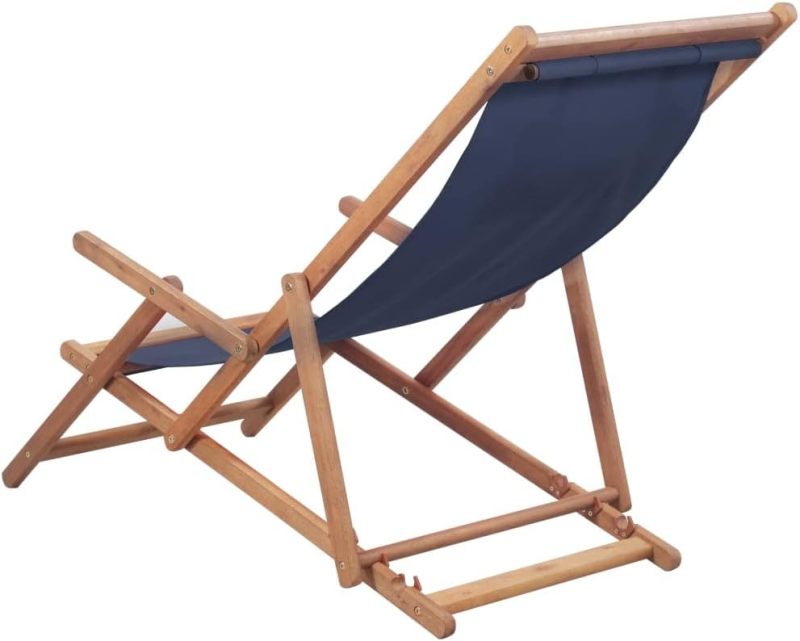 Beach chair with armrest and pillow Folding Garden Lounger Deck Chair Beach Lounger