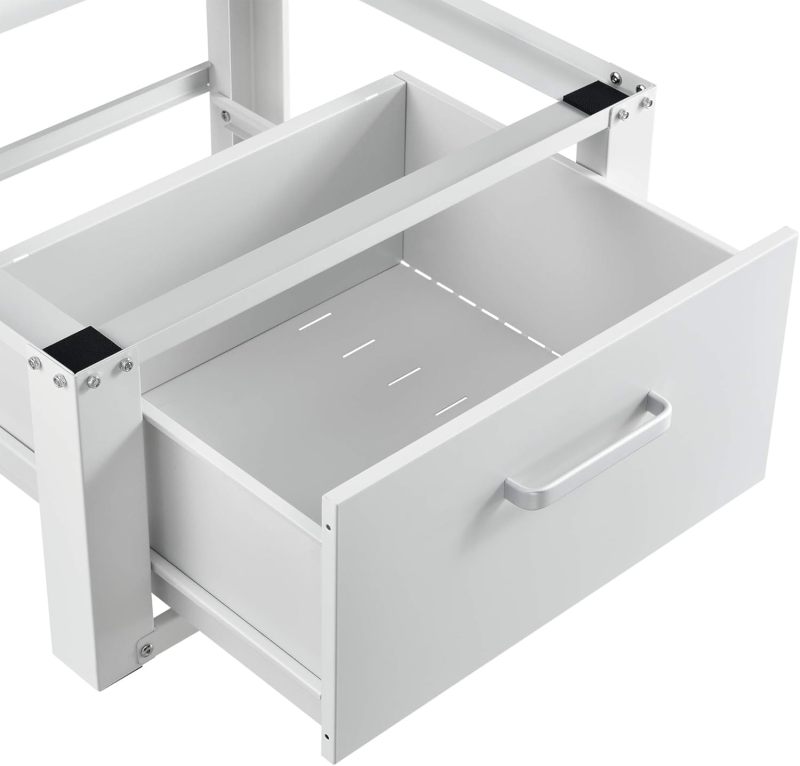 Washing Machine Base with Drawer Metal under White Washing Machine Base