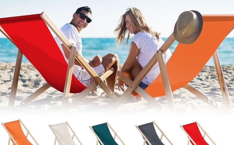 Beach chairs without armrests Folding Garden Lounger Deck Chair Beach Lounger