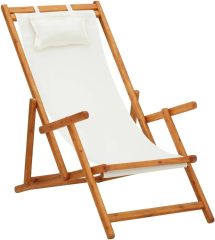 Beach chair with armrest and pillow Folding Garden Lounger Deck Chair Beach Lounger